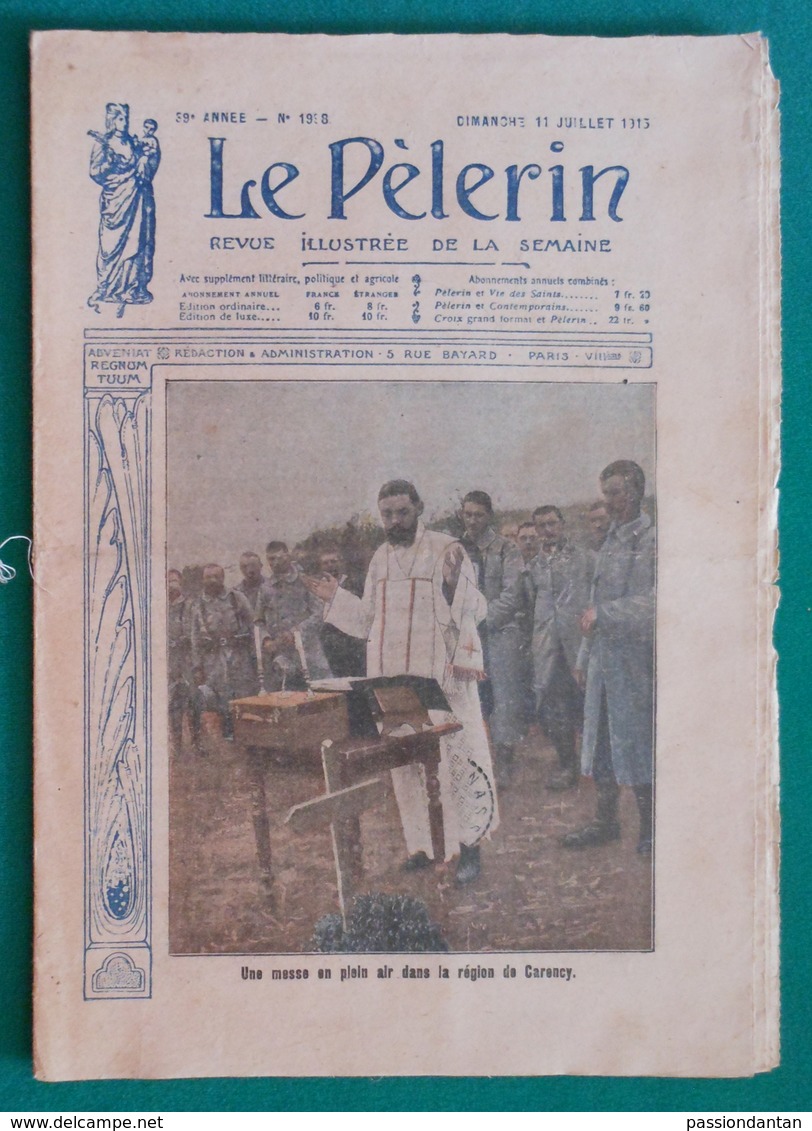 Revue Illustrée Le Pèlerin - N° 1998 - Dimanche 11 Juillet 1915 - Une Messe En Plein Air Dans La Région De Carency - 1914-18