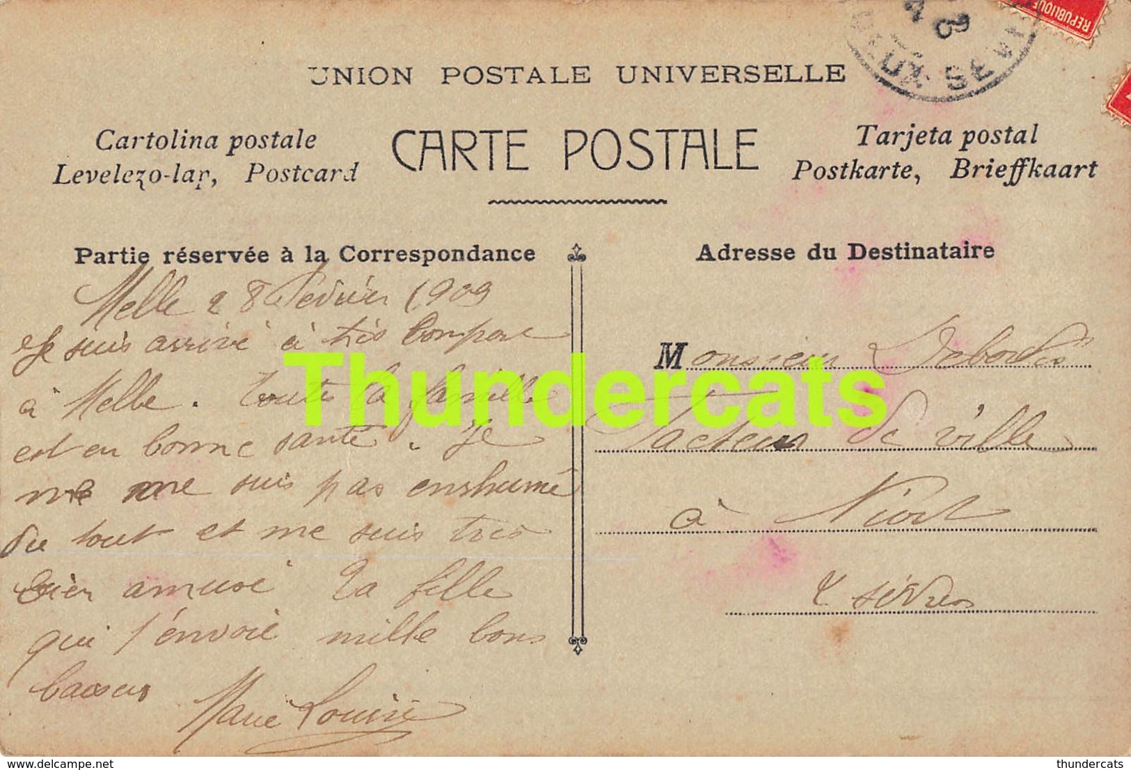 CPA EN AEROPLANE DE MELLE RECEVEZ CE SOUVENIR - Melle