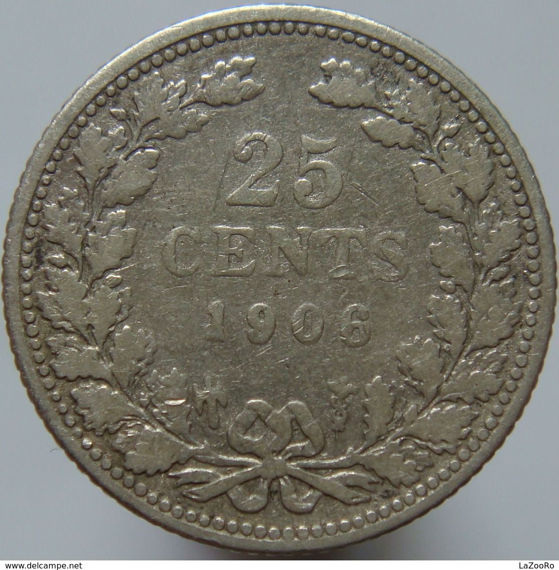 LaZooRo: Netherlands 25 Cents 1906 VF - Silver - 25 Centavos