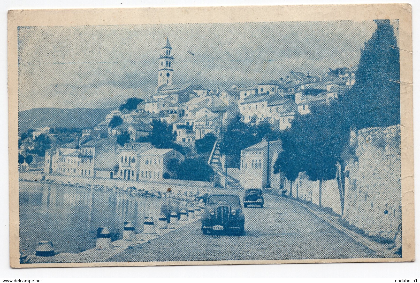 1953 YUGOSLAVIA, CROATIA, NOVI VINODOL, CHURCH AND PROMENADE - Croatia