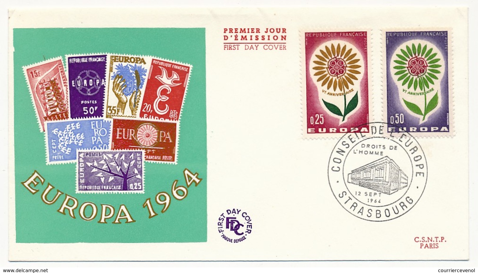 FRANCE => 3 Enveloppes + 4 Cartes - EUROPA 1964 - Paris / Strasbourg - 1964