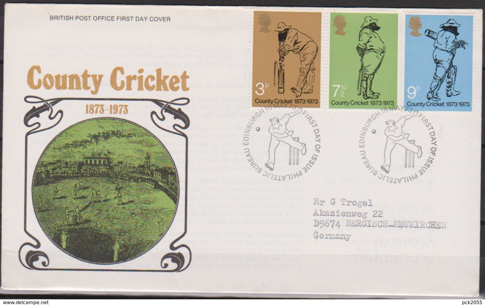 Grossbritannien 1973 MiNr.621 - 623 FDC 100 Jahre County Cricket- Meisterschaften ( D 5407 )günstige Versandkosten - 1981-1990 Dezimalausgaben