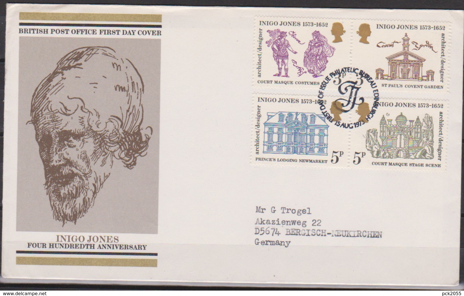 Grossbritannien 1973 MiNr.628 - 631 FDC 400.Geb. Inigo Jones ( D 5345 )günstige Versandkosten - 1981-1990 Dezimalausgaben