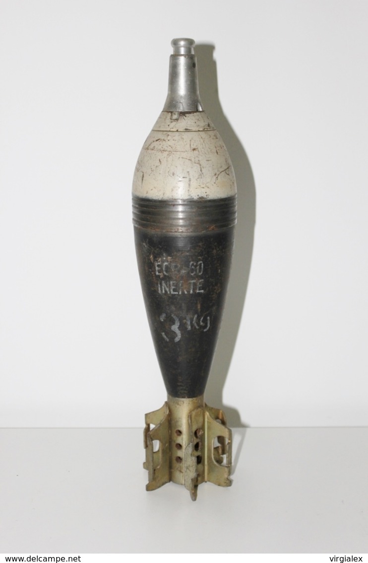 Militaria - OBUS DE MORTIER N°3 INERTE 80MM A IDENTIFIER - Munition / Artillerie / Missile / Grenade / Armée Française ? - Armes Neutralisées