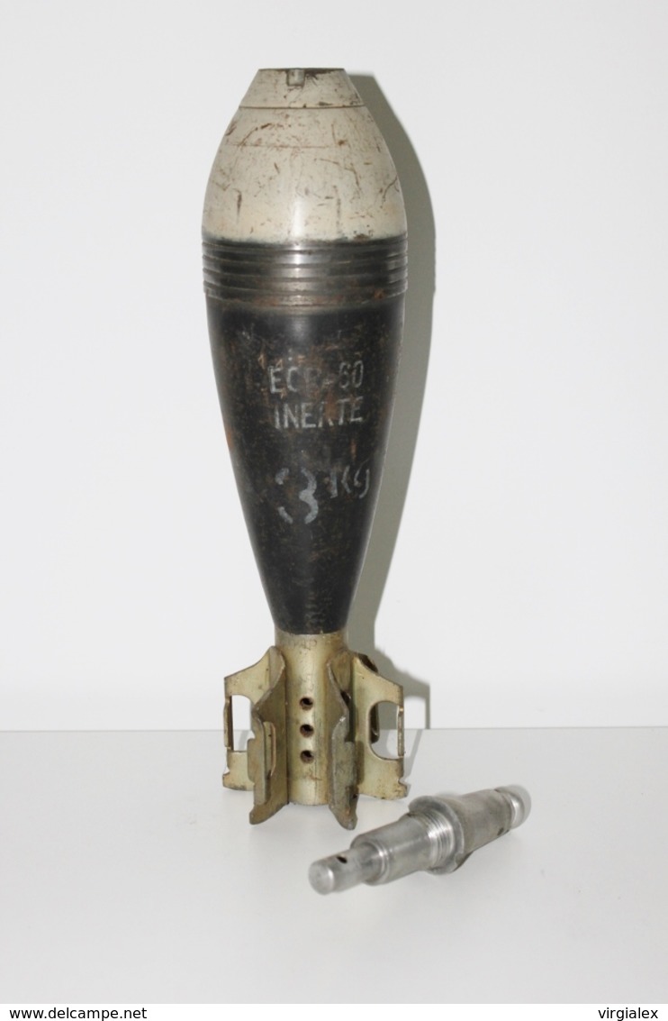 Militaria - OBUS DE MORTIER N°3 INERTE 80MM A IDENTIFIER - Munition / Artillerie / Missile / Grenade / Armée Française ? - Armes Neutralisées