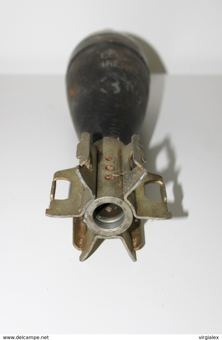 Militaria - OBUS DE MORTIER N°3 INERTE 80MM A IDENTIFIER - Munition / Artillerie / Missile / Grenade / Armée Française ?