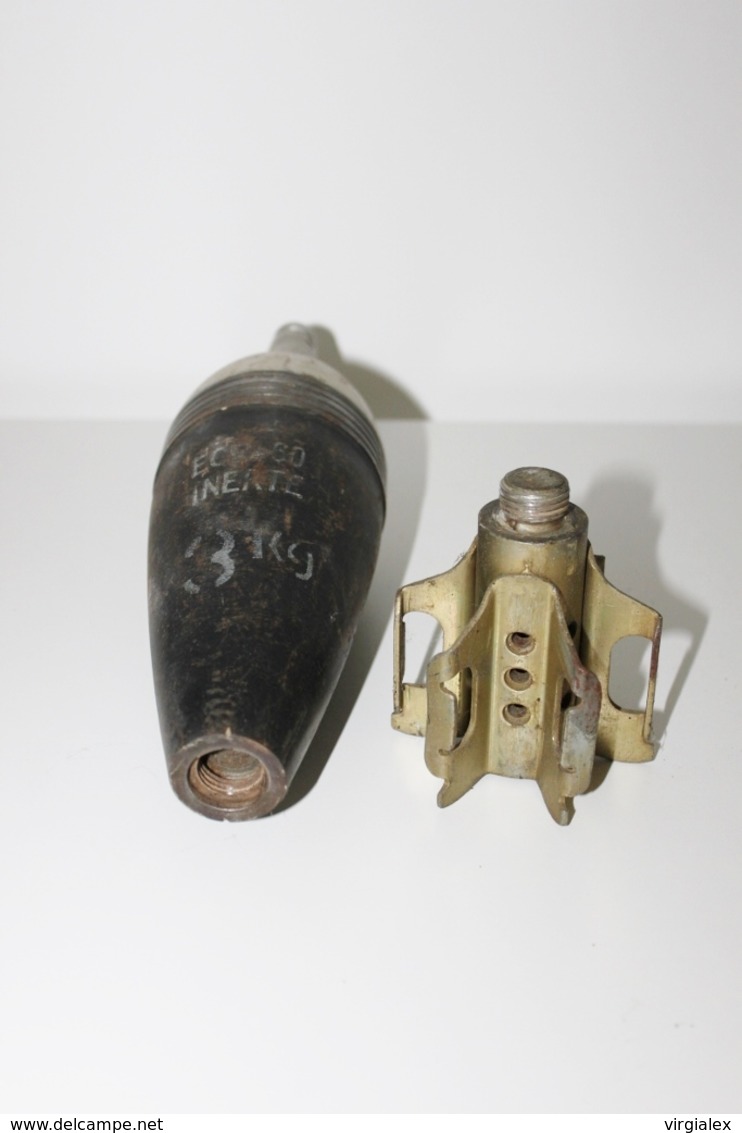 Militaria - OBUS DE MORTIER N°3 INERTE 80MM A IDENTIFIER - Munition / Artillerie / Missile / Grenade / Armée Française ?