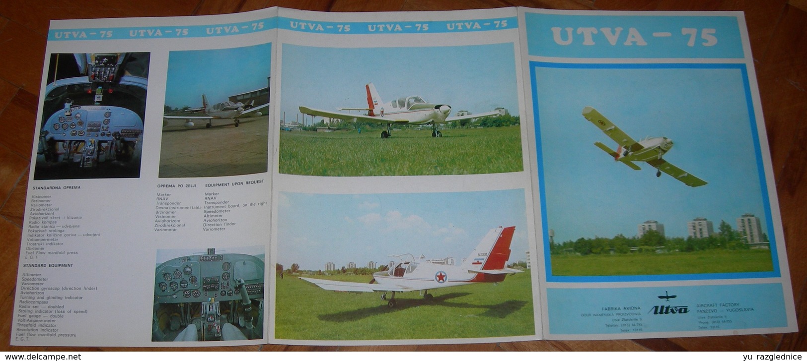 Airplane Brochure UTVA-75 Yugoslavian EXTREMELY RARE - Magazines