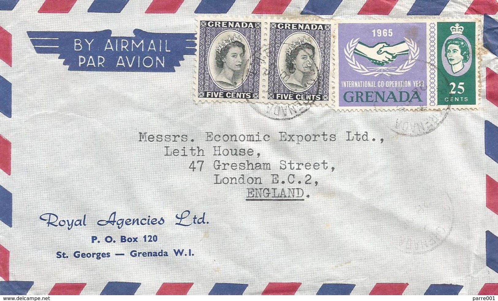 Grenada 1965 St. Georges QEII 5c Cooperation Year Cover - Grenada (...-1974)