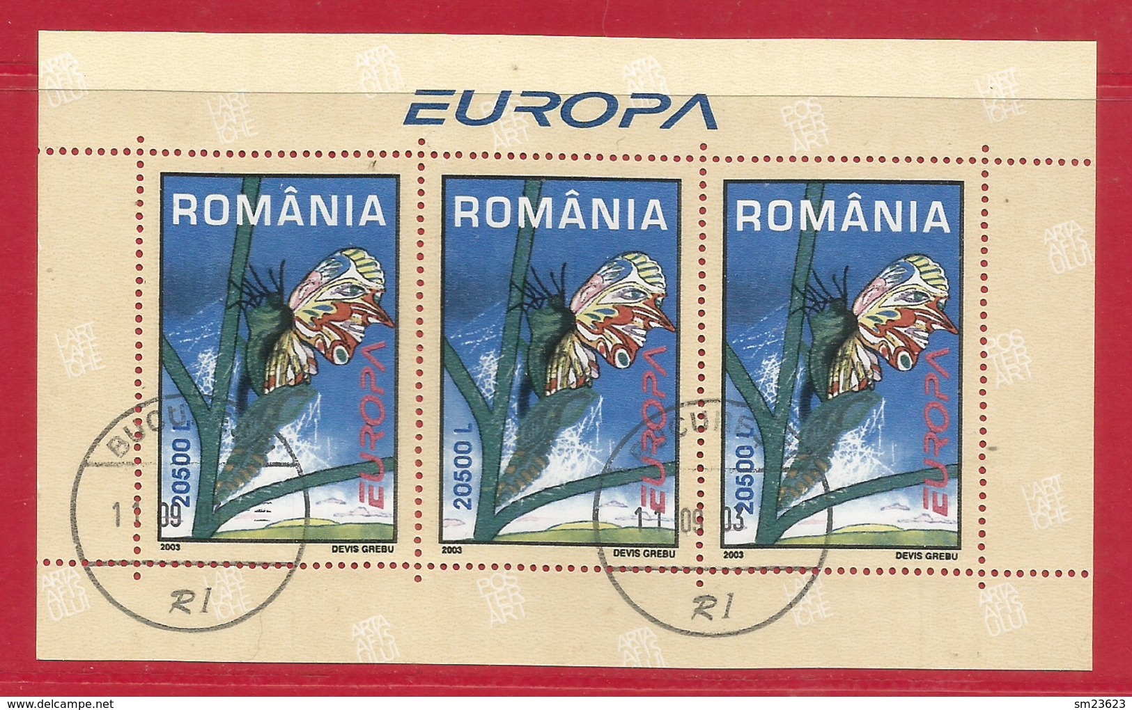 Rumänien / Romania  2003   Mi.Nr. Block 330 (5735) , EUROPA CEPT -  Plakatkunst - Gestempelt / Fine Used / (o) - 2003