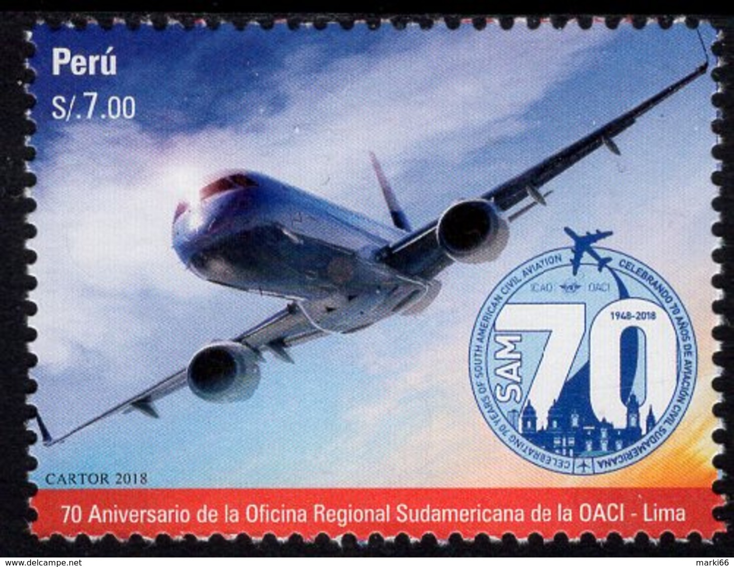 Peru - 2018 - 70 Years Of International Civil Aviation Organization ICAO In South America - Mint Stamp - Pérou