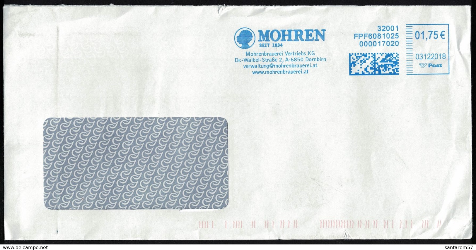 Autriche EMA Empreinte Postmark MOHREN Mohrenbrauerei Vertriebs KG 6850 Dornbirn - Machines à Affranchir (EMA)