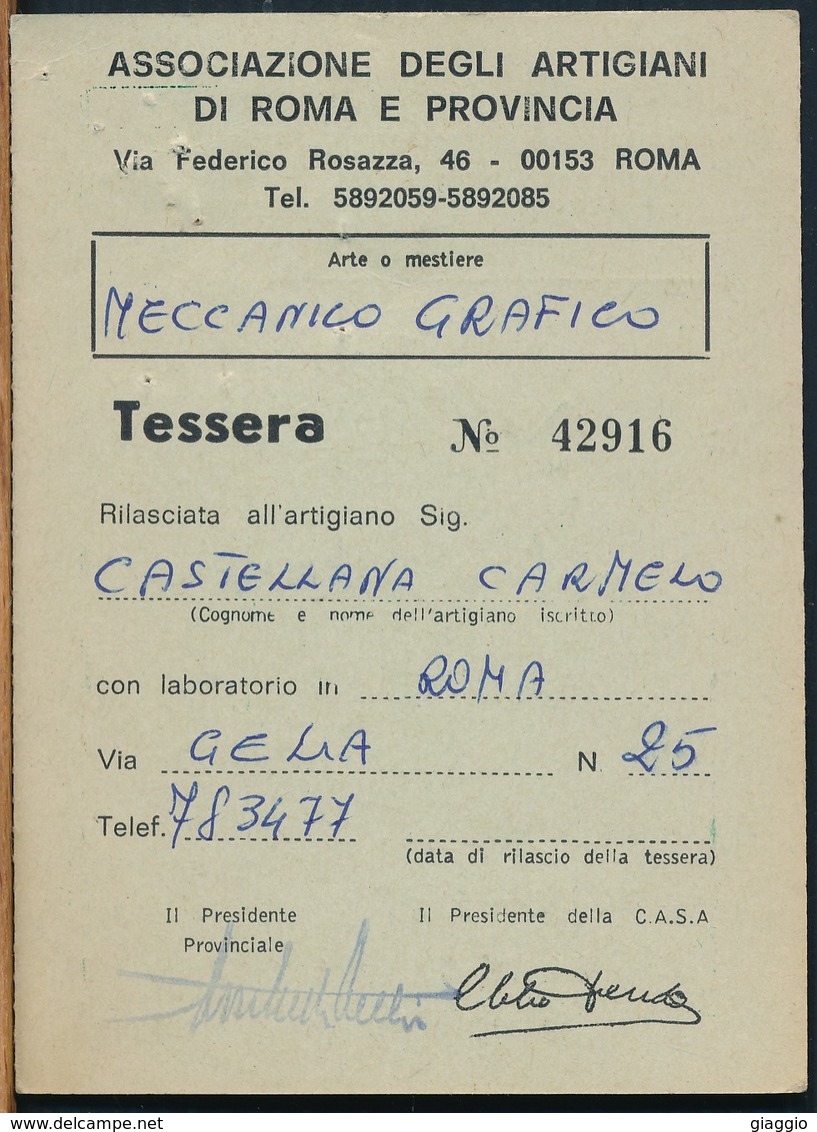 °°° TESSERA C.A.S.A. CONFEDERAZIONE ARTIGIANA 1978 °°° - Unclassified