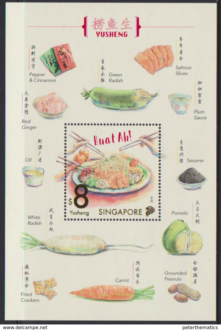 SINGAPORE, 2019, MNH,FOOD, YUSHENG, FISH SALAD, FISH, COOKING, S/SHEET - Food