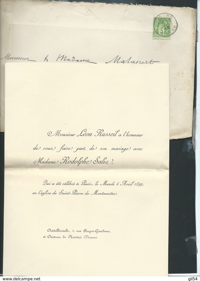 Chateau De Naintré - F.P. Mariage De Mme Rodolphe Salis Avec M Leon Russeil Le 4/04/1899   Bpho0815 - Wedding