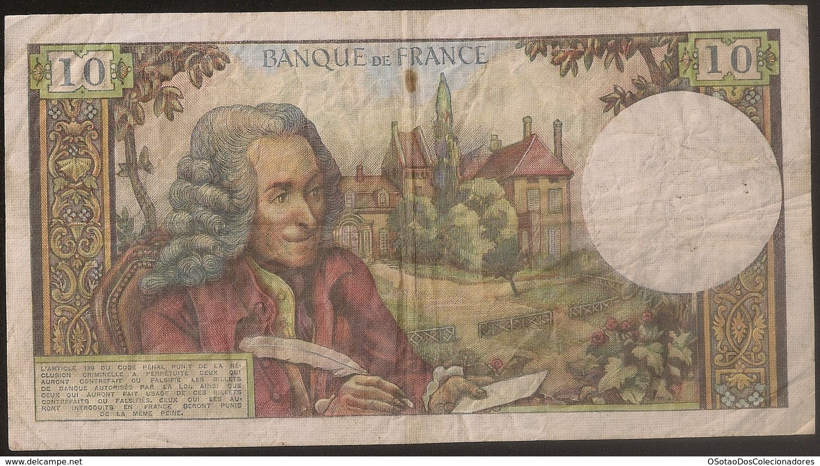 Banknote France Voltaire - 10 Francs - 4-1-1973 A - Cinq Francs - BC - 10 F 1963-1973 ''Voltaire''