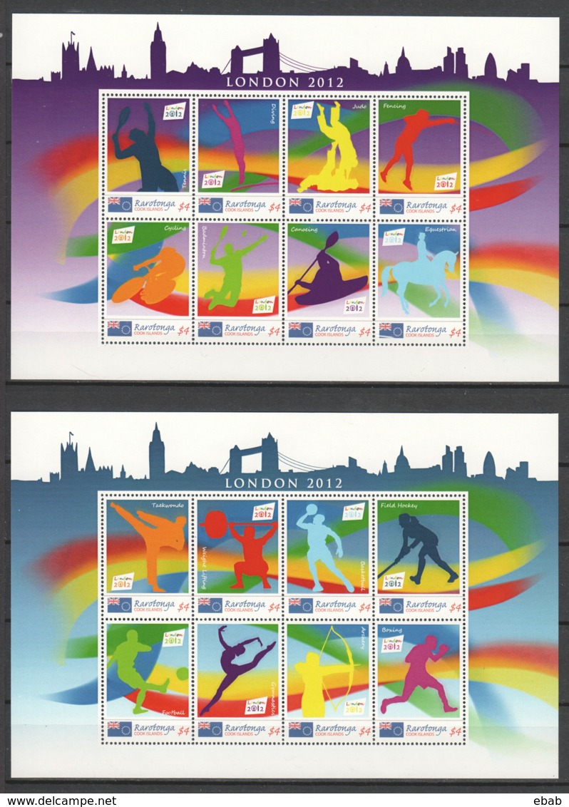 Rarotonga (Cook Islands) - Set 1 Of 2 Sheets MNH SUMMER OLYMPICS LONDON 2012 - Eté 2012: Londres