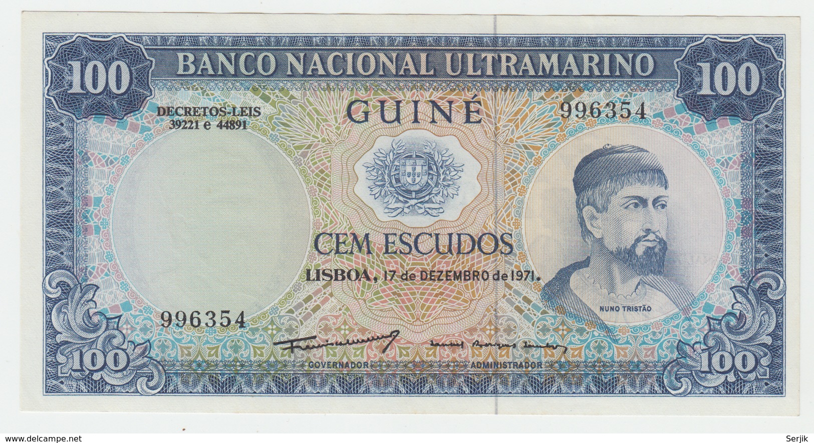 Portuguese Guinea 100 Escudos 1971 AUNC Pick 45 - Guinea