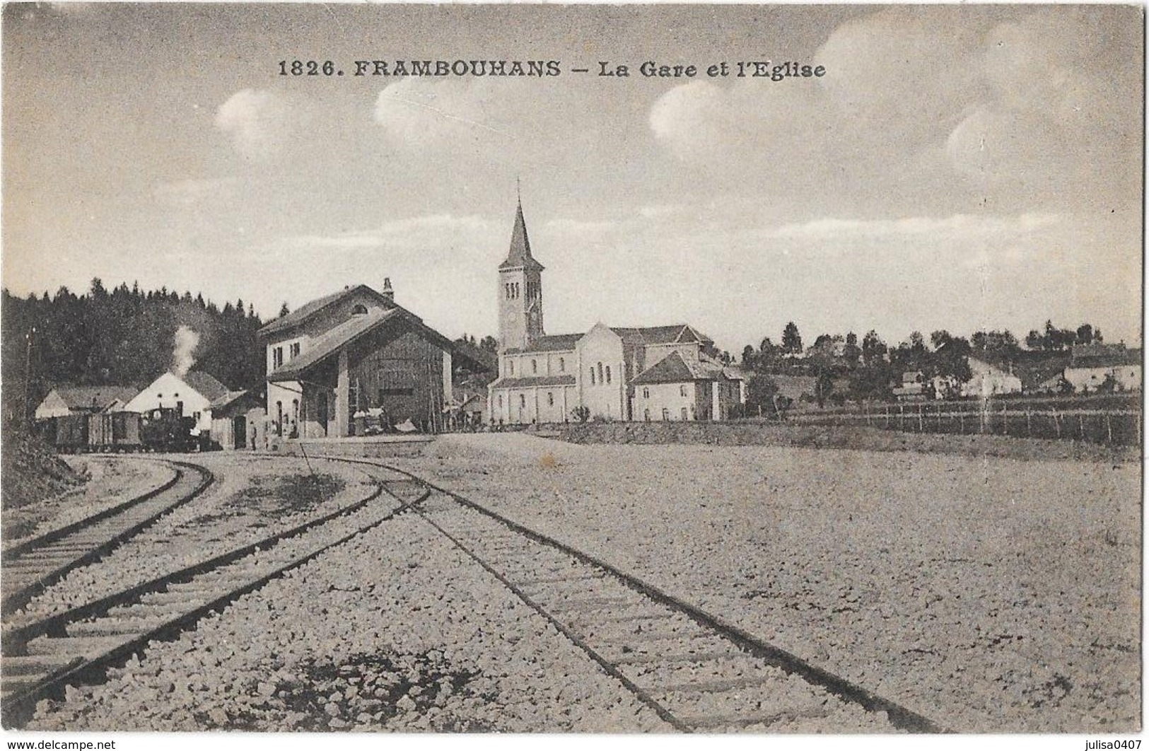 FRAMBOUHANS (25) Gare Et église Train Petit Plan - Autres & Non Classés