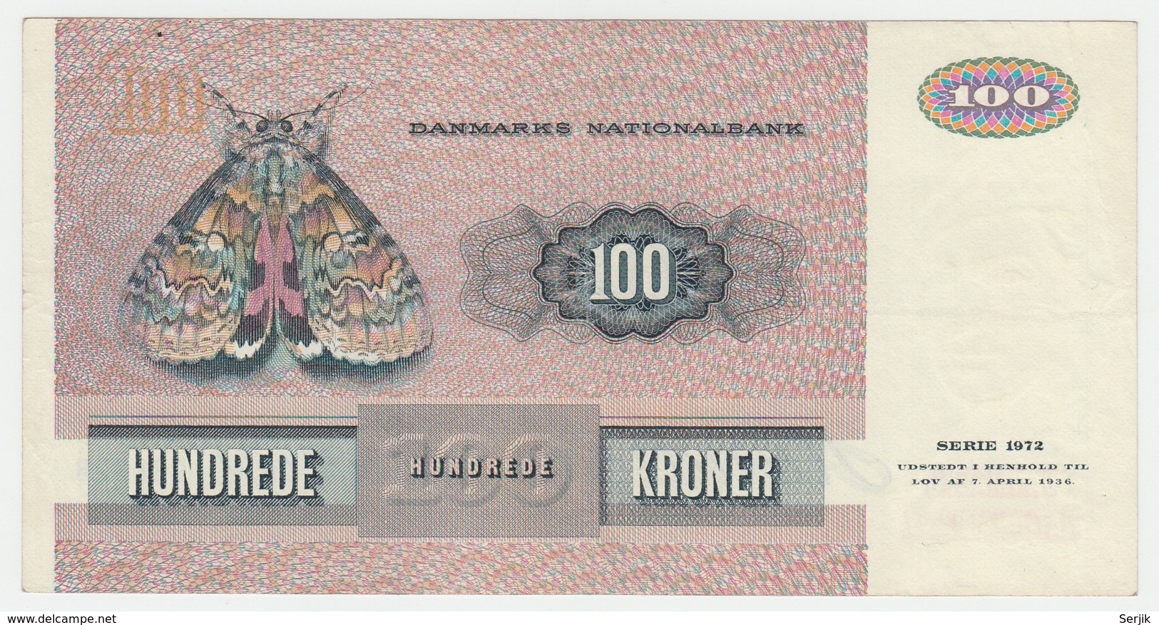 Denmark 100 Kroner 1972 VF++ Pick 51d  51 D - Denmark