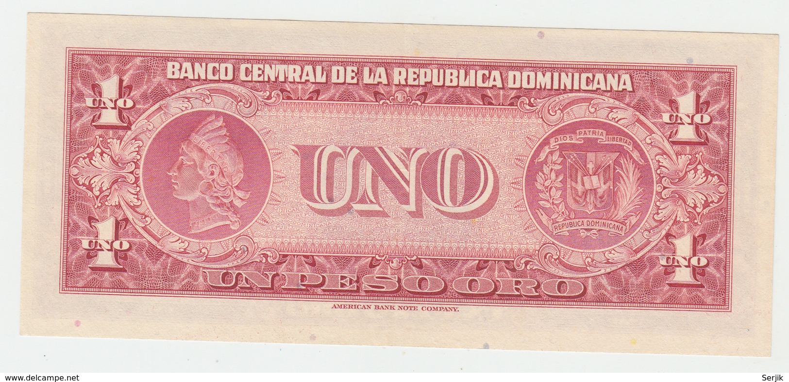 DOMINICAN REPUBLIC 1 PESO 1962 1963 XF++ AUNC Pick 91 - Repubblica Dominicana