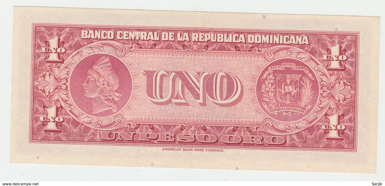 DOMINICAN REPUBLIC 1 PESO 1962 1963 XF++ AUNC Pick 91 - Dominicana