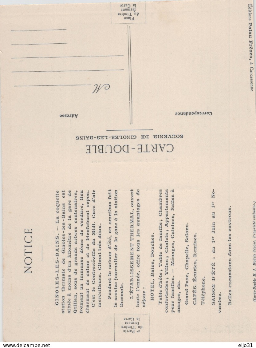 CPA DOUBLE PALAU GINOLES LES BAINS @ CHALET @ - Autres & Non Classés