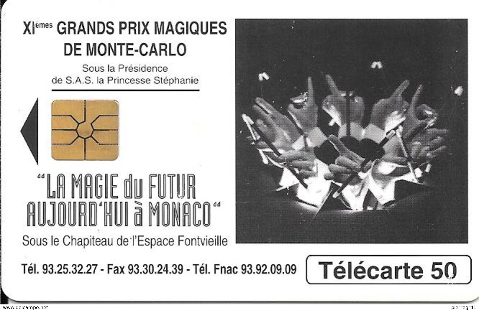 CARTE-PUBLIC-MONACO-50U-MF34-GEM A-03/95-COMITE OLYMPIQUE-R° Glacé-V°Grands N°/Série N°8002-UTILISE-TBE - Monace