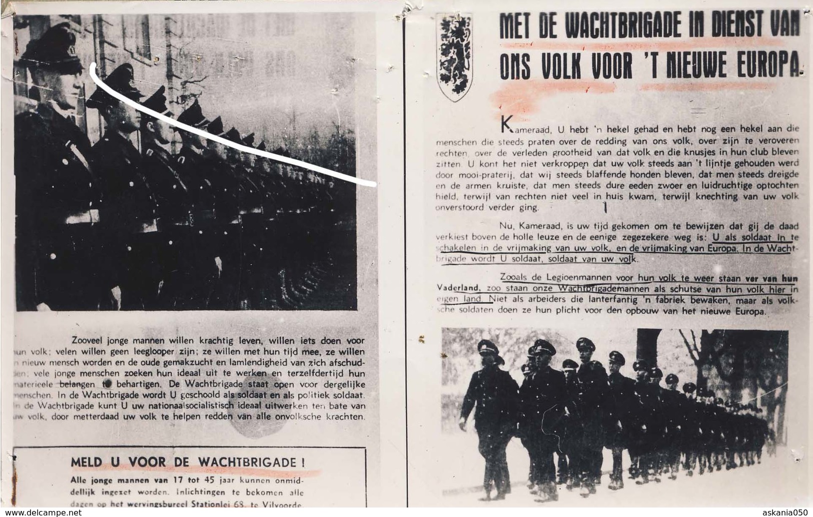 15 Wachtbrigade. Vlaamse Colaboratie. Document Auditoraat Generaal. - 1914-18