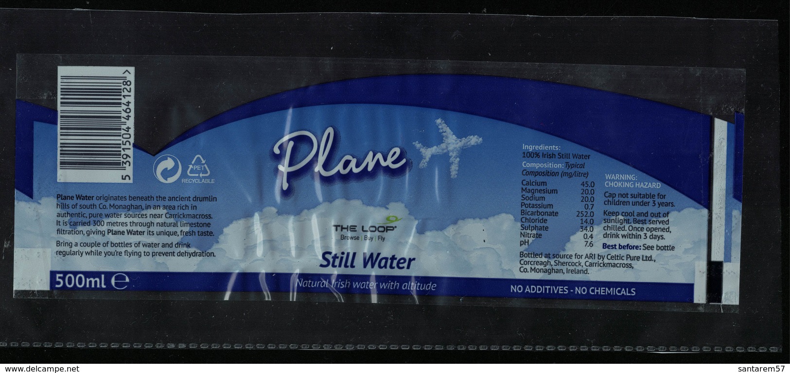 Irlande Étiquette Eau Naturelle Plate Plane The Loop Natural Still Water - Autres & Non Classés