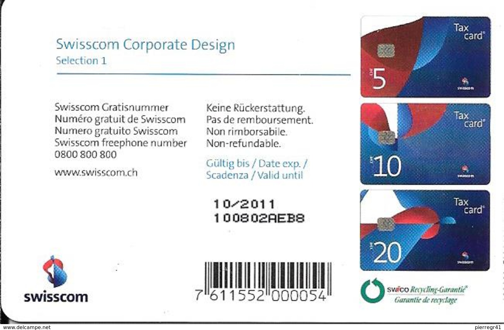 CARTE-PUCE-SUISSE-5CHF-Gem6-Se188A-09/08-LOGO SWISSCOM-TBE - Svizzera