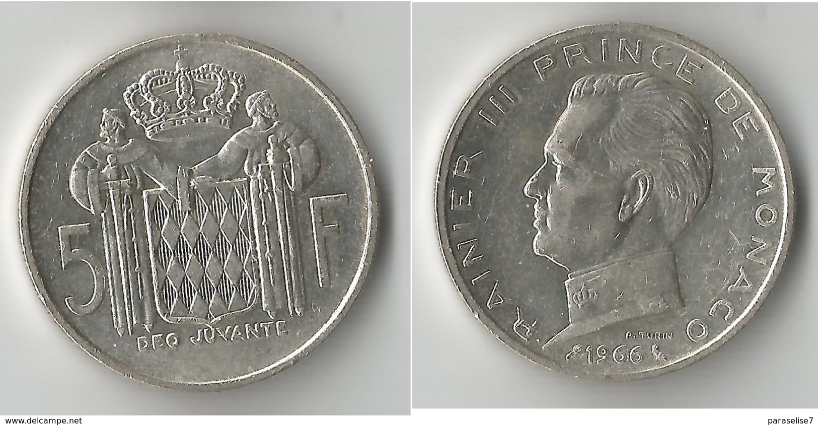 MONACO 5 FRANCS  1966  ARGENT - 1960-2001 Franchi Nuovi