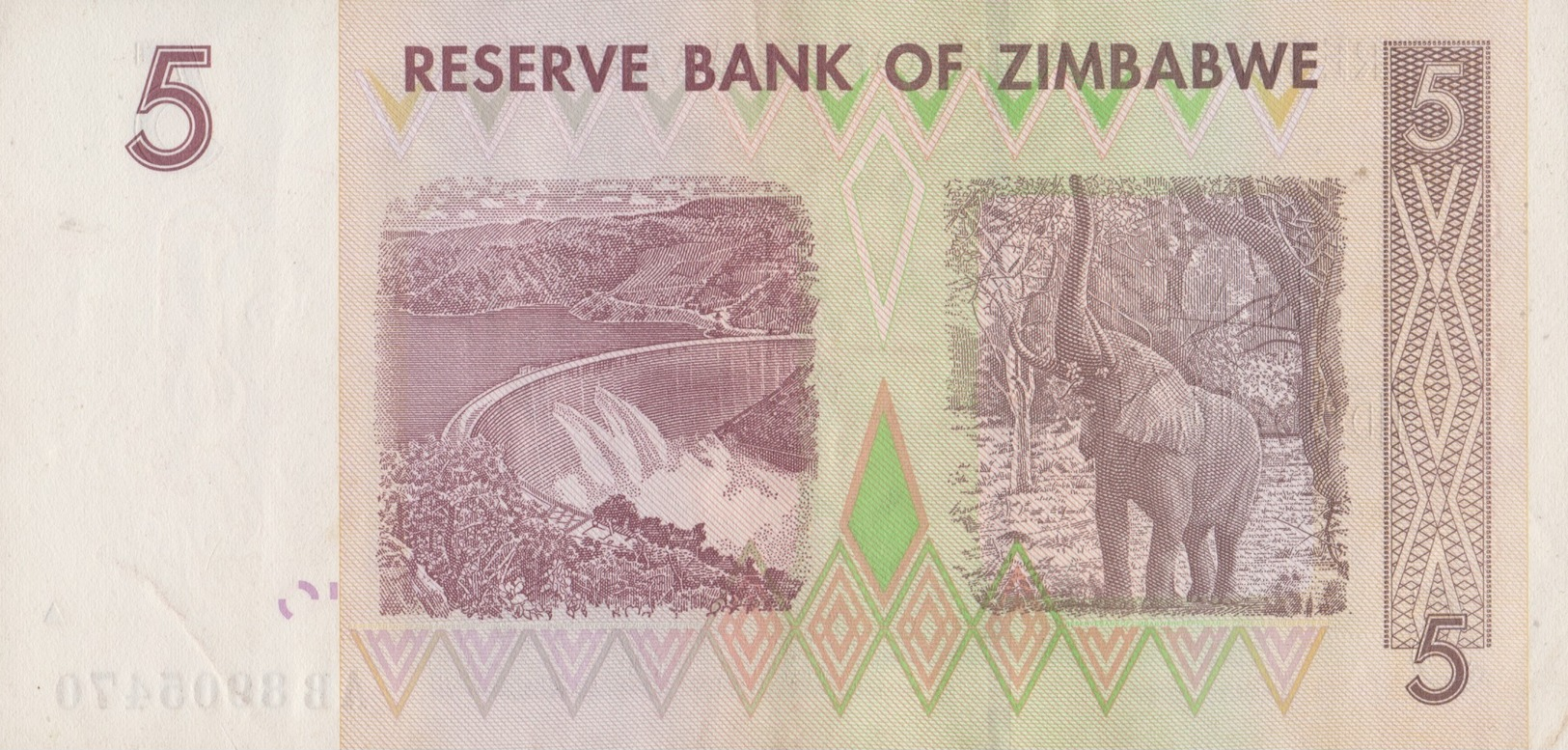 Zimbabwe / 5 Dollars / 2007 / P-66(a) / XF - Zimbabwe