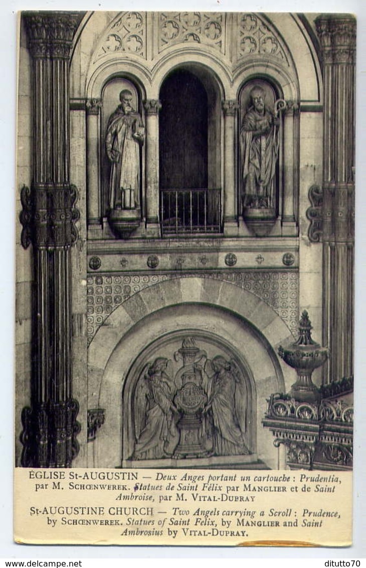 Eglise St.augustin - Deux Anges Portant Un Cartouche  - Formato Piccolo Non Viaggiata – E 11 - Altri & Non Classificati