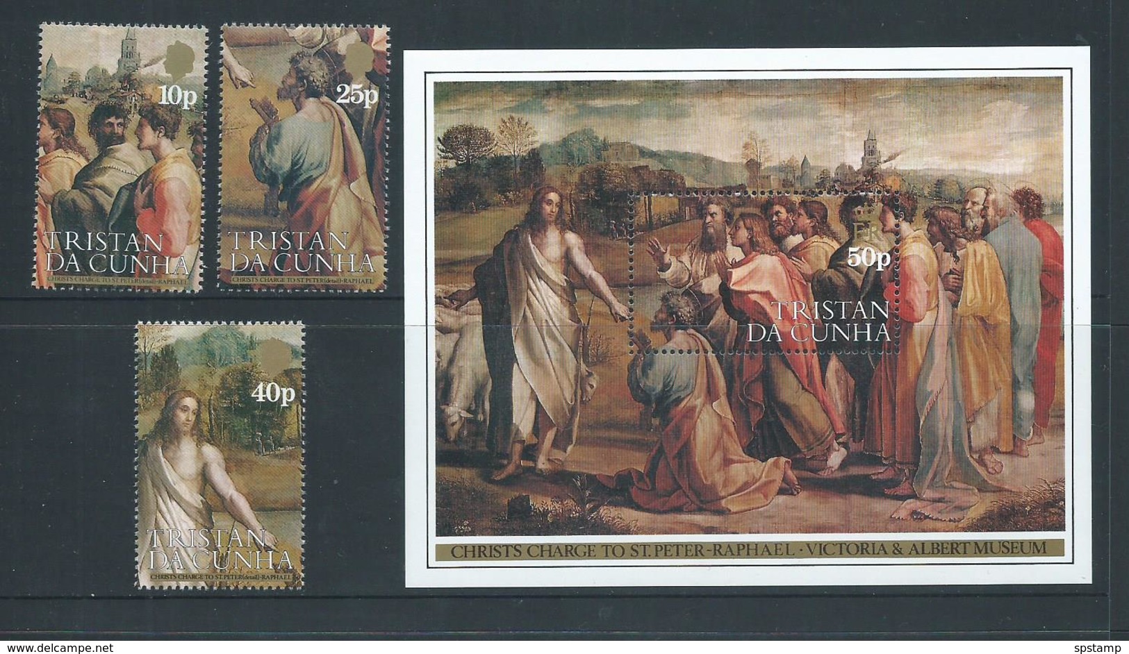 Tristan Da Cunha 1983 Raphael Paintings Set 3 & Miniature Sheet MNH - Tristan Da Cunha