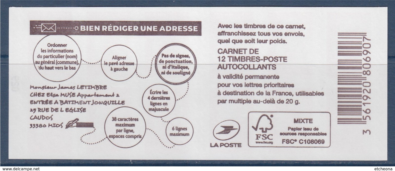 = Marianne L'Engagée TVP LP Numéroté 5970772 Sur Bord Gauche Et 029 Bord Droit  Carnet X12 Bien Rédiger Une Adresse - Autres & Non Classés