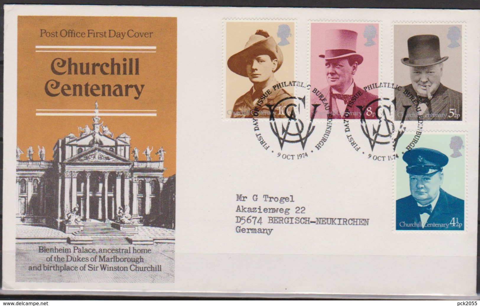 Grossbritannien 1974 MiNr.659 - 662 FDC 100.Geb. Winston Churchill ( D 6728 )günstige Versandkosten - 1981-1990 Decimal Issues