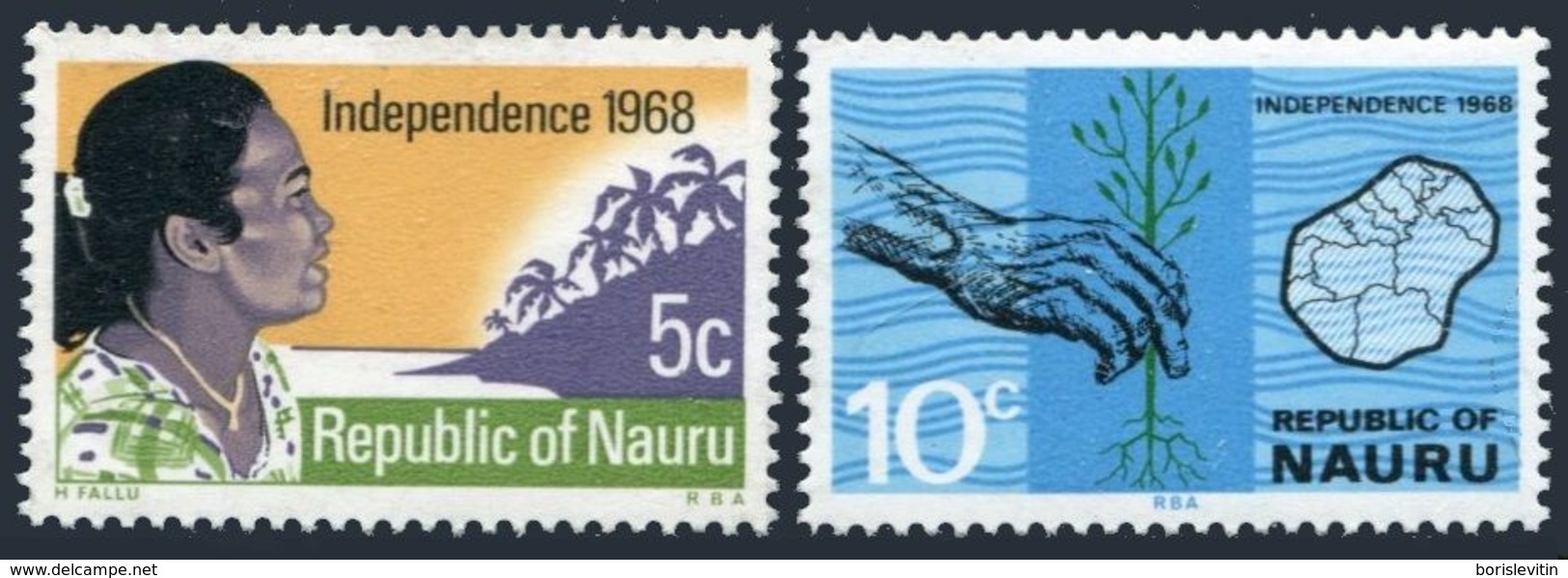 Nauru 86-87,MNH.Michel 83-84. Independence Of Nauru,1968.Map. - Other & Unclassified