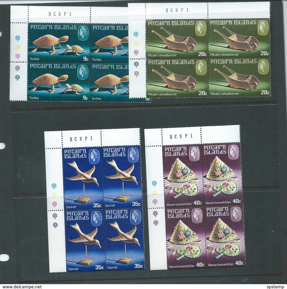 Pitcairn Islands 1980 Handicrafts II Set 4 In Positional Corner Blocks Of 4 MNH - Pitcairn Islands