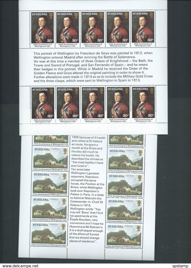 St Helena 1980 Duke Of Wellington Visit Anniversary Set Of 2 Miniature Sheets Of 10 Sets MNH - Saint Helena Island