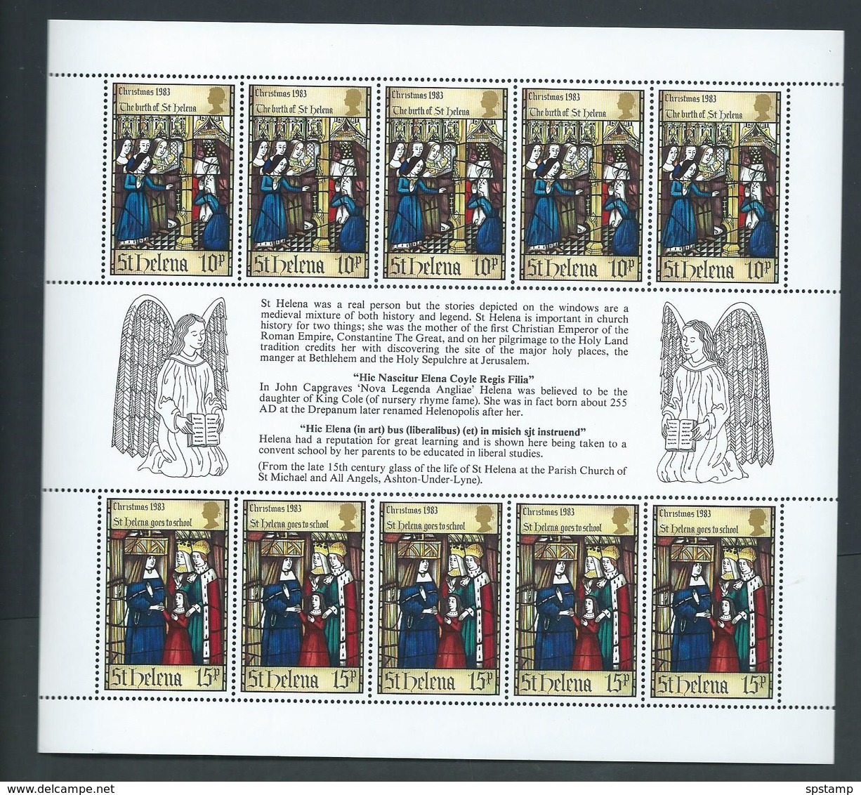 St Helena 1983 Christmas Miniature Sheet Of 5 Sets Of 2 MNH - St. Helena