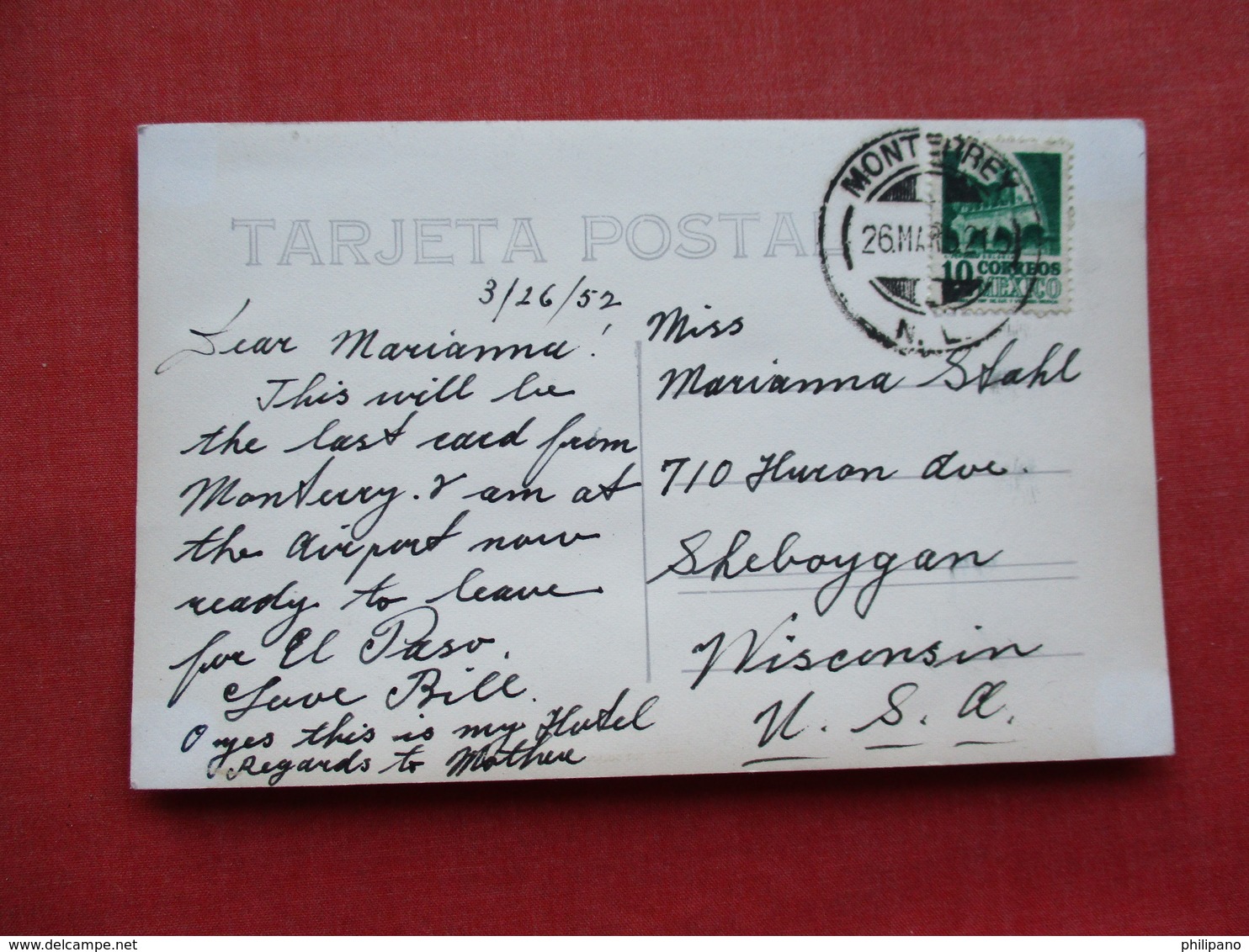 Plaza De Hidalgo Gran Hotel Ancira  Monterrey  Mexico  Has Stamp & Cancel     Ref 3309 - Mexico