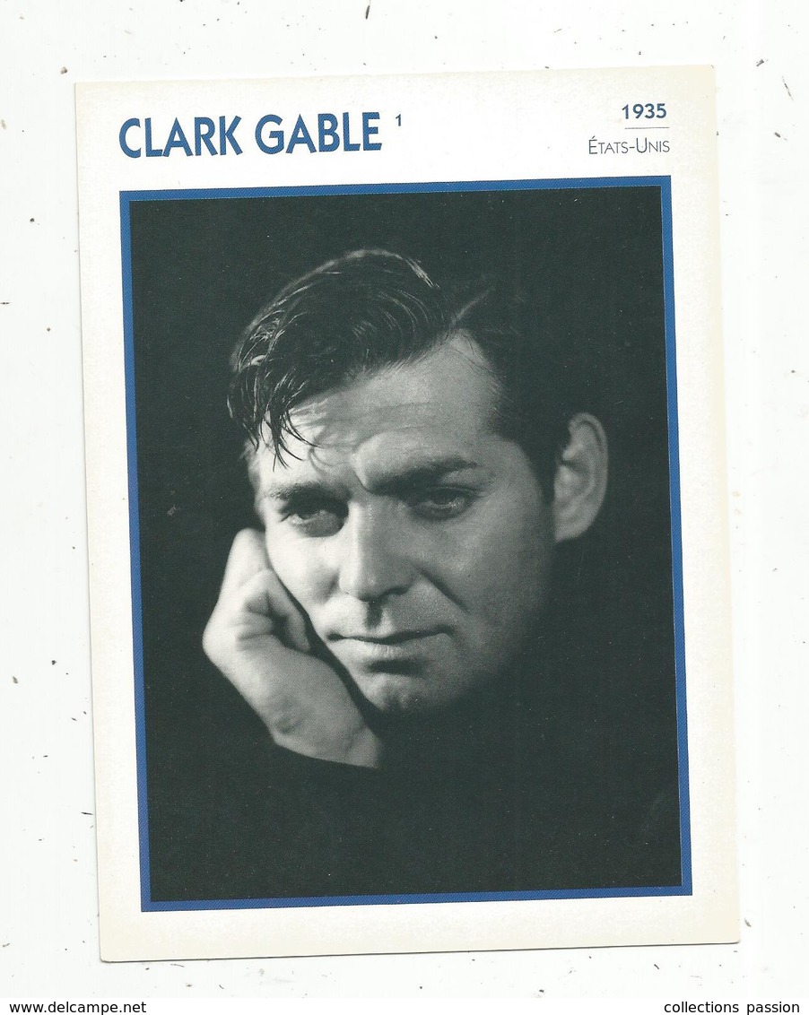 Photographie, Portrait De STARS, Cinéma ,acteur , Clark GABLE ,1935,  Photo Koball , 2 Scans ,fiche Descriptive - Personalità
