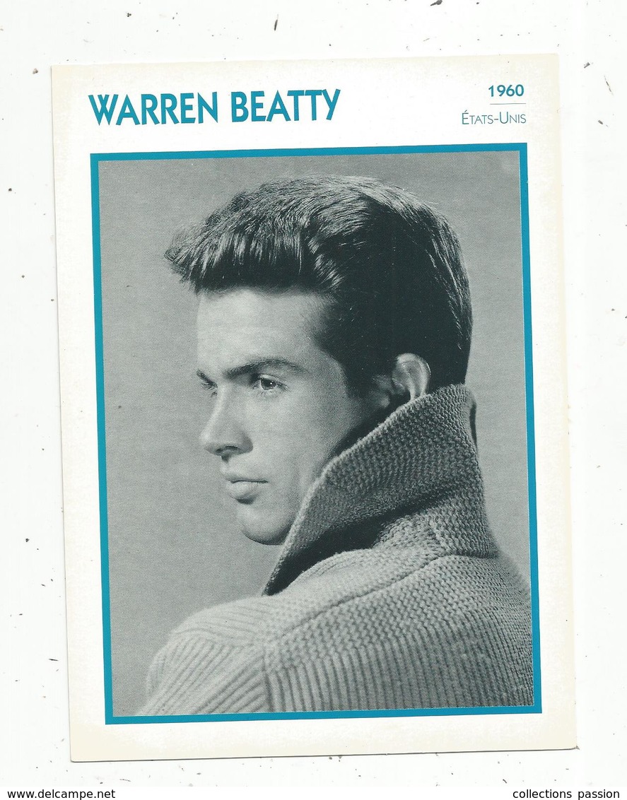 Photographie, Portrait De STARS, Cinéma ,acteur , Warren BEATTY ,1960,  Photo Cinemagence , 2 Scans ,fiche Descriptive - Personalità