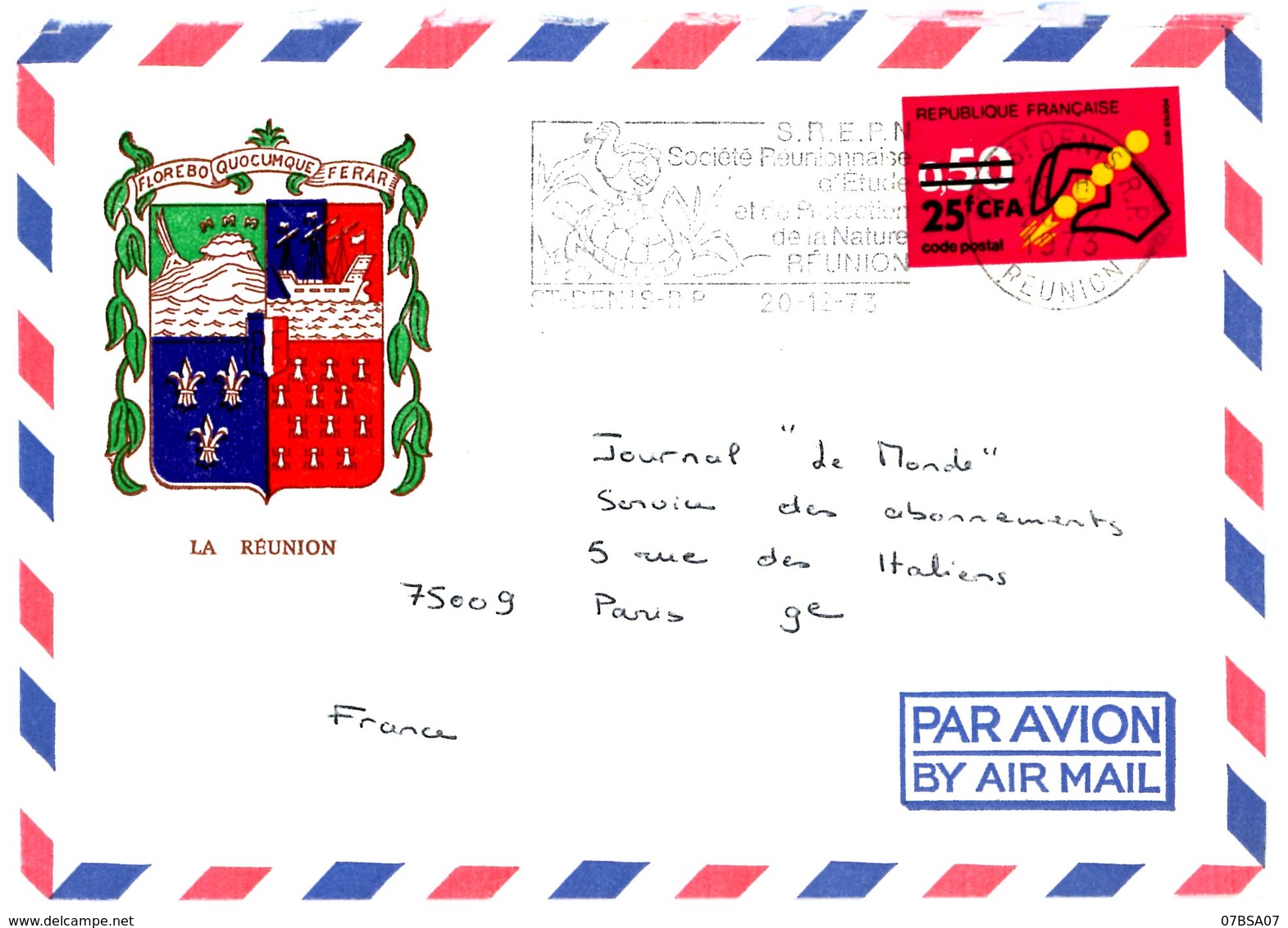 REUNION CFA 1957/74 ENV 21 LETTRES AVION AVEC TIMBRES CFA VOIR SCANS INDIVIDUELS POIDS 61 GRS AVANT EMBALAGE