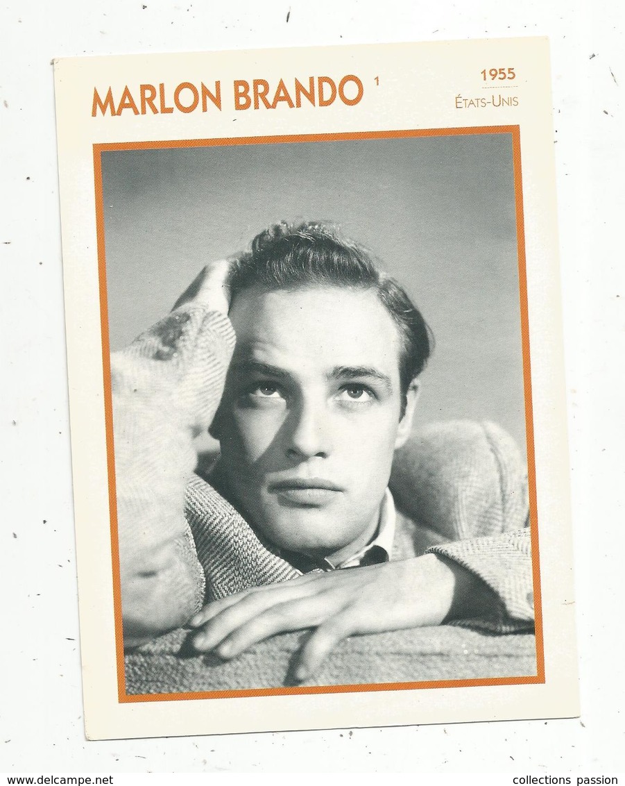 Photographie, Portrait De STARS, Cinéma ,acteur , Marlon BRANDO ,1955 ,  Photo Koball , 2 Scans ,fiche Descriptive - Personalità