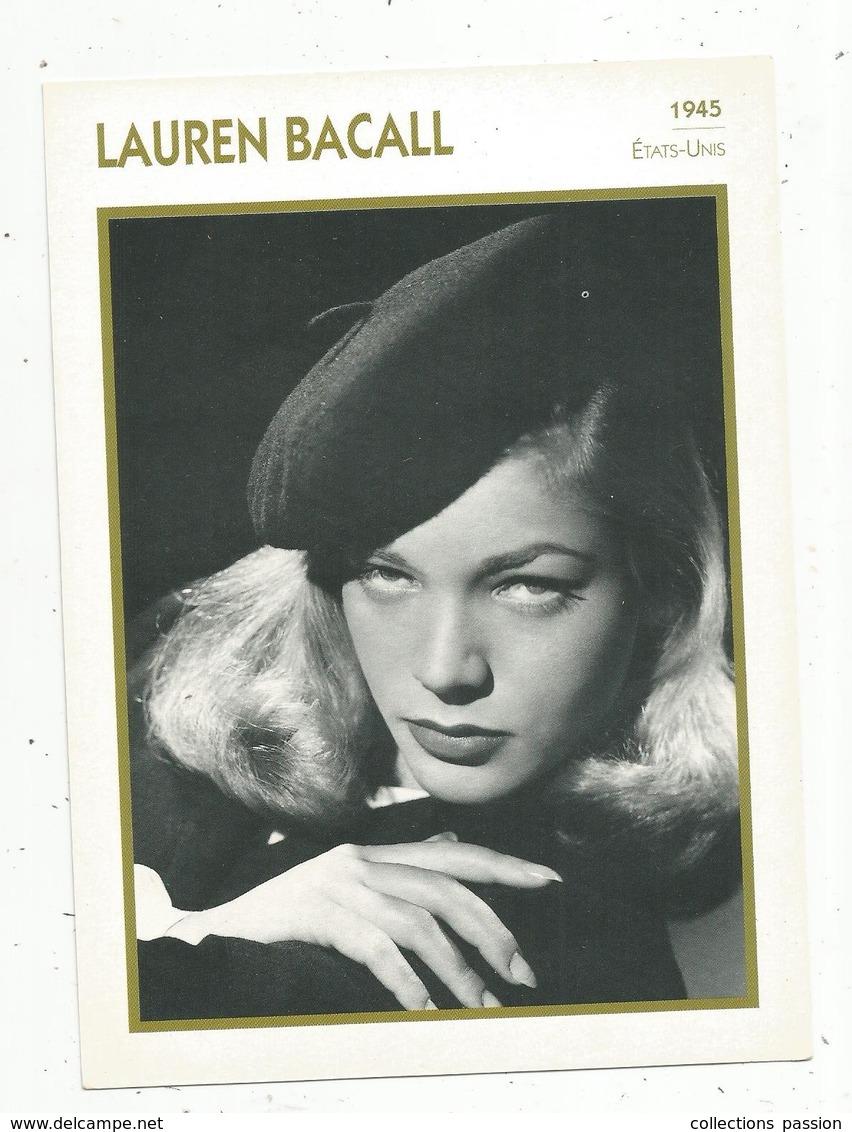 Photographie, Portrait De STARS, Cinéma ,actrice,  Lauren BACALL ,1945 ,  Photo Koball , 2 Scans ,fiche Descriptive - Personalità