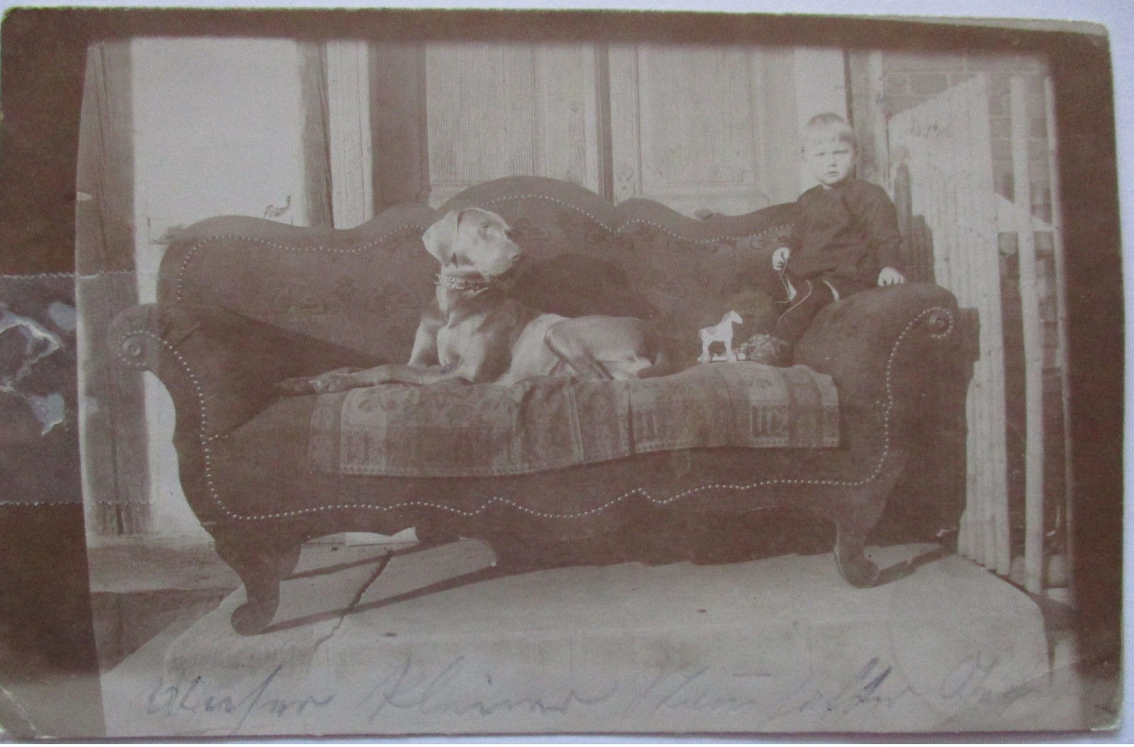 Themar In Thüringen, Kind Mit Hund Auf Sofa, Fotokarte 1924  - Sonstige & Ohne Zuordnung