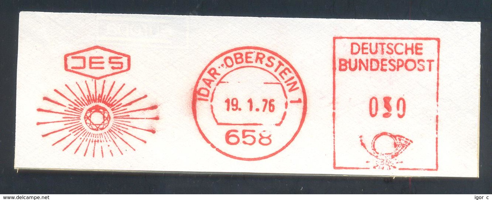 Germany 1976 Cancellation:  Minerals Mineralien Mineraux; Mines Bergbau; Idar Edelstein Gem; Meter Ema Freistempel - Mineralien