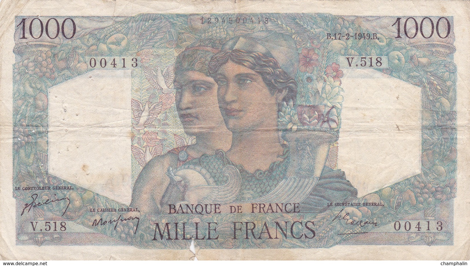 France - Billet De 1000 Francs Type Minerve & Hercule - 17 Février 1949 - 1 000 F 1945-1950 ''Minerve Et Hercule''